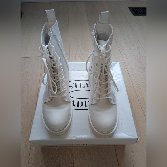 Steve Madden Shoes - Steve Madden White Combat Boots
